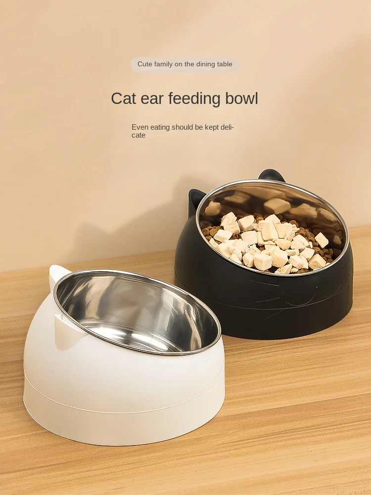 

Cat Bowl Food Bowl Diagonal Bowl Stainless Steel Bowl Anti-upset Dog Bowl Dog Bowl Water Eating Bowl Cat Supplies