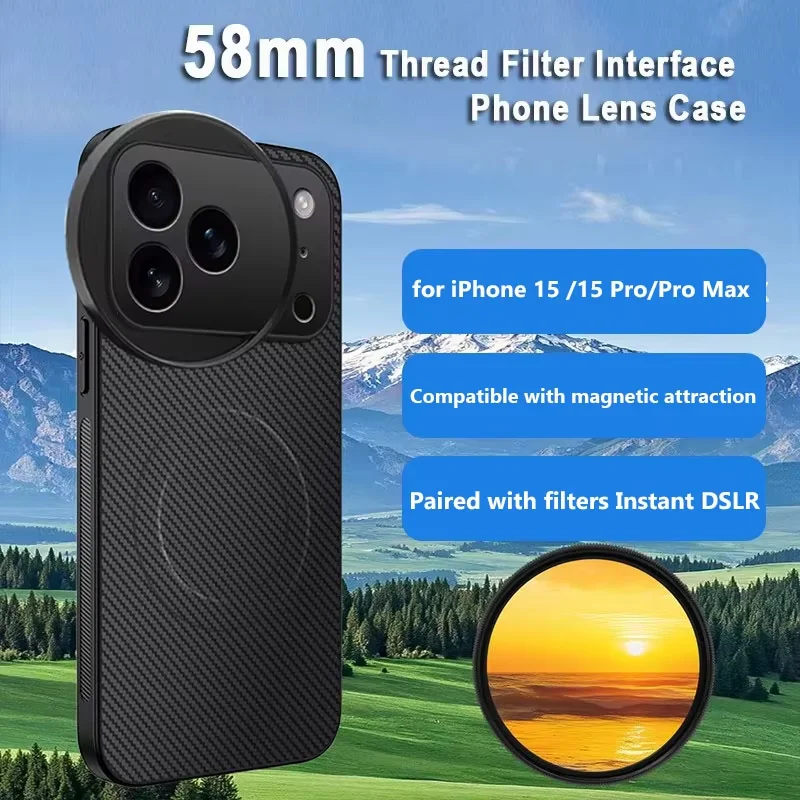 

Набор фильтров 4 в 1 58 мм для iPhone 15 pro/pro max с универсальным CPL UV ND8 Starling Filter Чехол для телефона с магнитной беспроводной зарядкой
