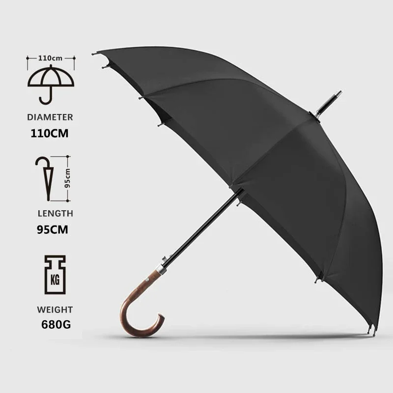 OLYCAT Big Long Umbrella Men Business Log Handle Automatic 110cm Large Golf Wooden Umbrella Rain Windproof 10 Ribs Paraguas