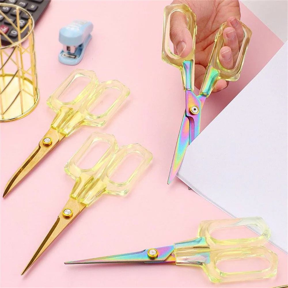 1 PC Aesthetic Office Supplies Craft Scissors, Transparency Adult Scissors for Office School and Home Tape, Paper Cutting