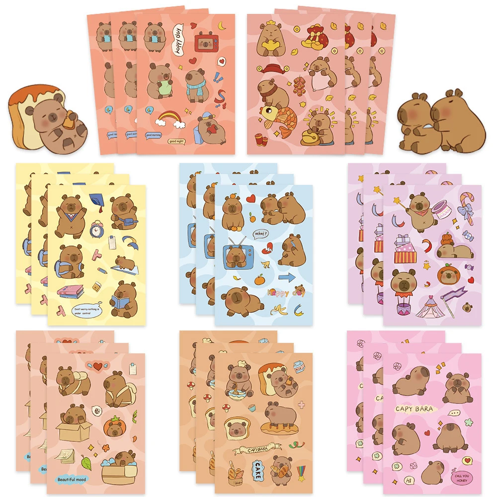 

8/16sheets Cute Cartoon Capybara Stickers Funny Animal DIY Notebook Phone Laptop Guitar Waterproof Graffiti Sticker Kid Toy Gift