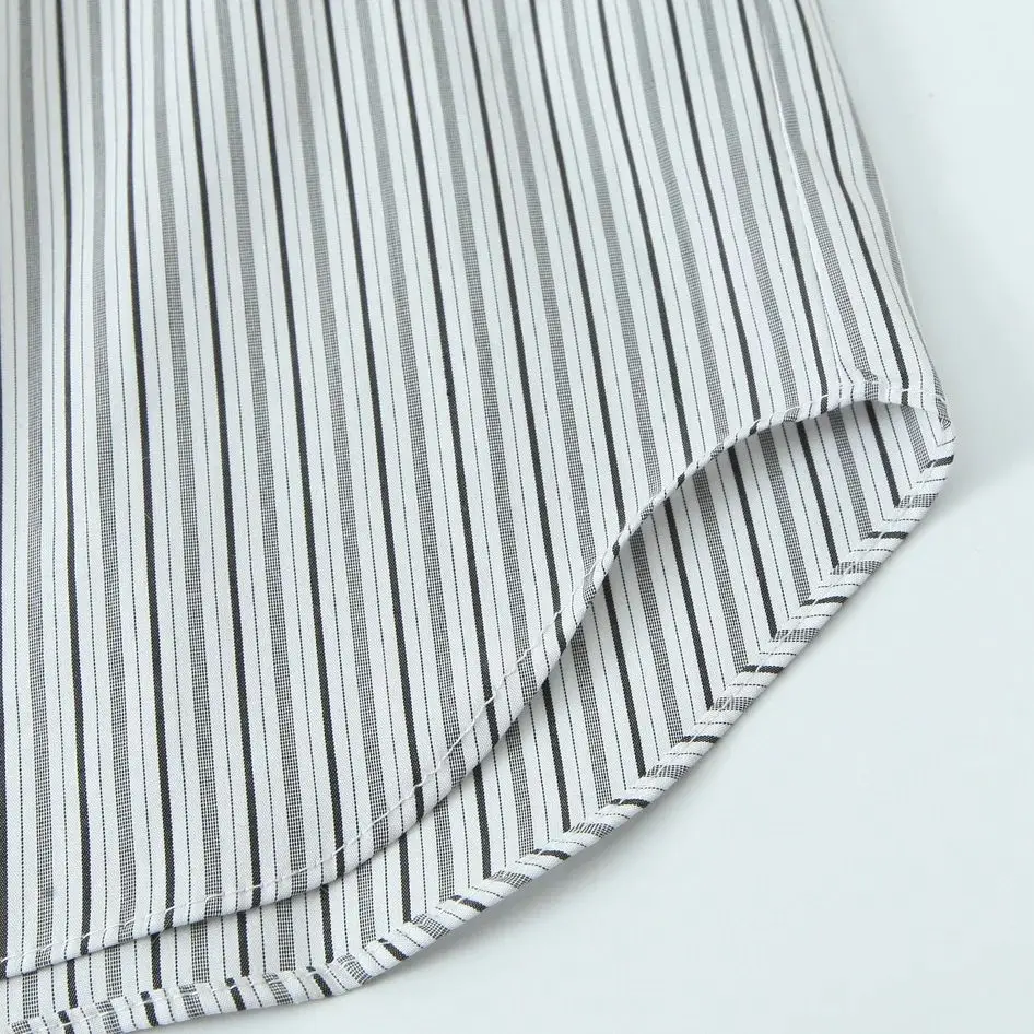 DiYiG KOBIETA 2025 Zima Nowa Moda Paski Nadruk Długi Top Elegancki Ozdobny Wiązany Długi Rękaw Luźna Koszula Bluzki Mujer