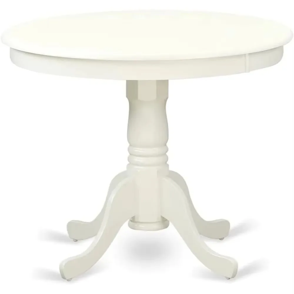 ANVA5-LWH-C-Juego de mesa de comedor de 5 piezas, incluye una mesa redonda de cocina con base y 4 sillas tapizadas de lino