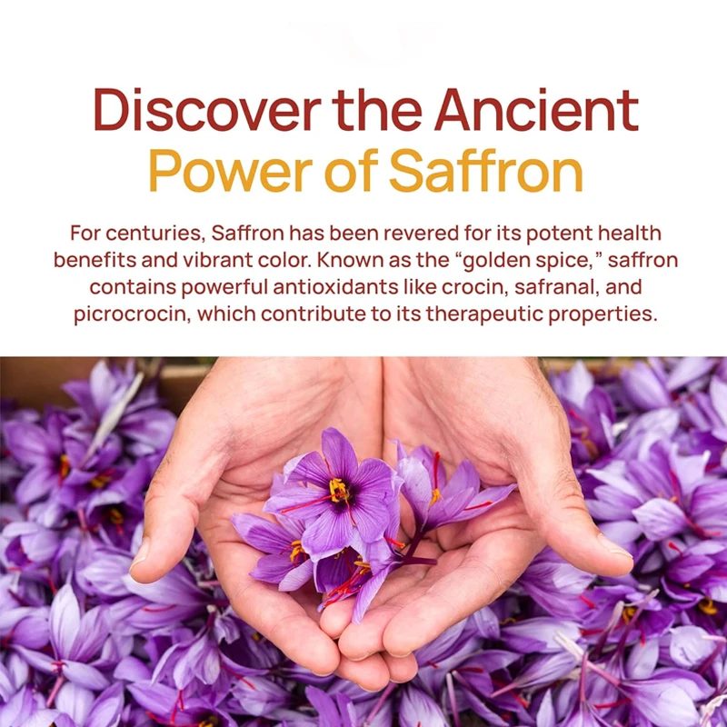 100% pure saffron extract supplement -60 saffron capsules promote healthy digestion and help alleviate indigestion