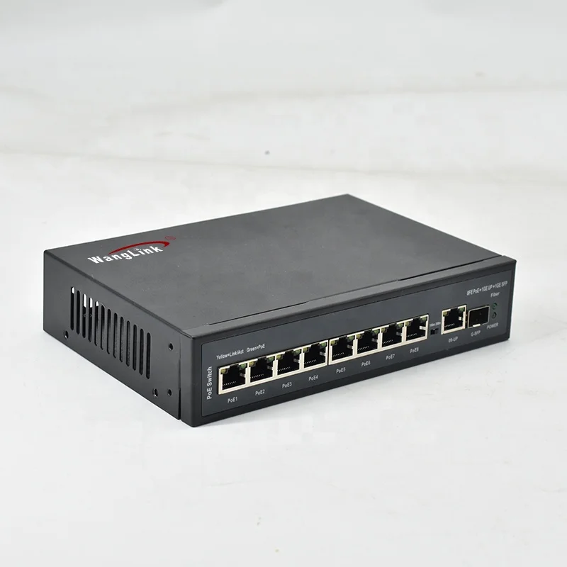 Wanglink Smart POE Switch for IP Camera, POE Switch, 100M, 8 Port, 1*1000M, SFP Port, 1*1.25G