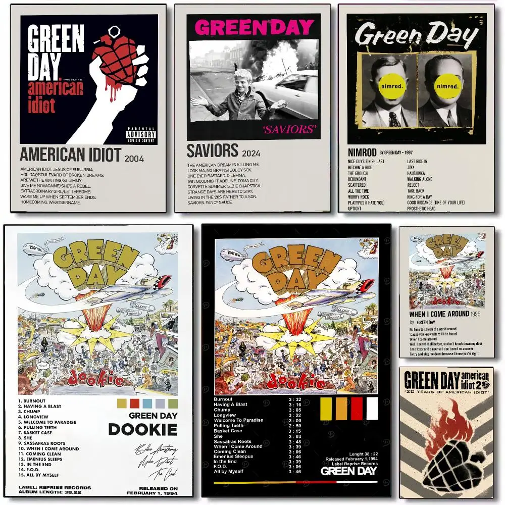 Rock Band G-Green D-Day Poster Wall Art Printed Decor Sticker Stylish Home Gift for Living Room Bedroom Corridor Cafe