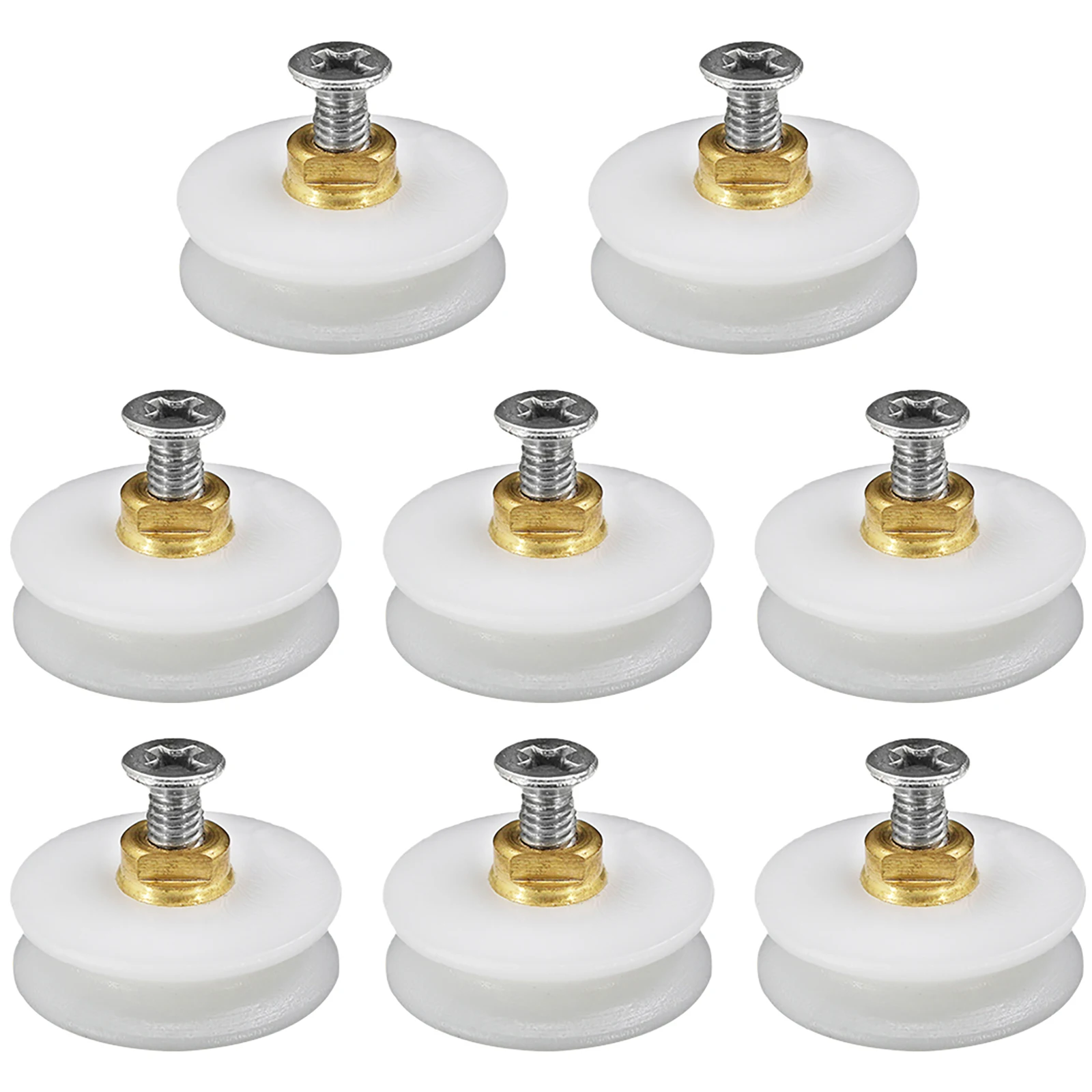 22mm Grooved Diameter Set for 3mm 6mm Glass Doors Nylon Brass and Ball Bearing Components Replacement Shower Door Rollers