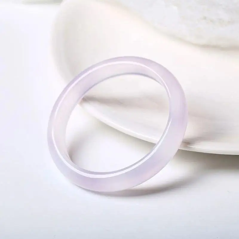 Purple agate chalcedony with medium-width flat strips, Zixia Fairy jade bracelet