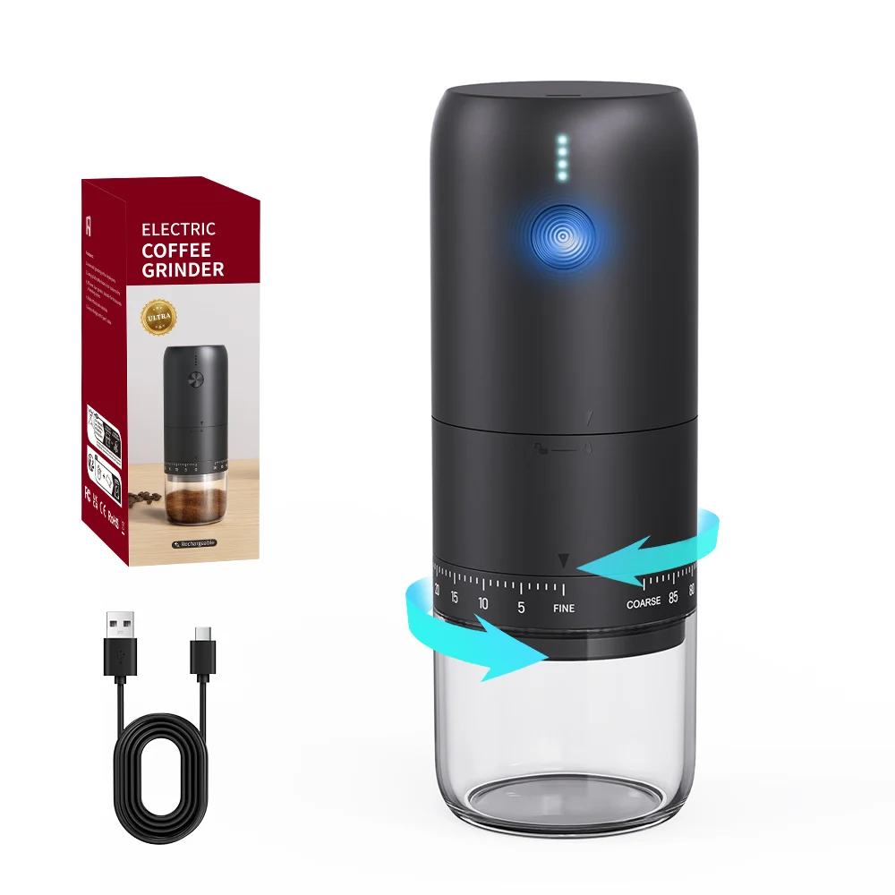 Portable USB Electric Coffee Bean Grinder 40 Gears Adjustable Rechargeable Mini Coffee Machine for Household Use