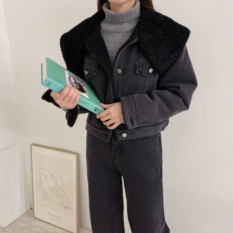 

Шикарная женская верхняя одежда, пальто, пушистое свободное пальто на пуговицах с большим воротником, теплый топ, длина для поездок на работу, китайский бренд