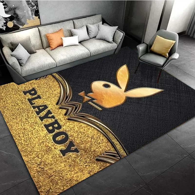 Play-boys Rabbit Pattern Brand Logo Area Rugs for Living Room Bedroom Decoration Rug Children Play Room Mats Anti-slip Carpets