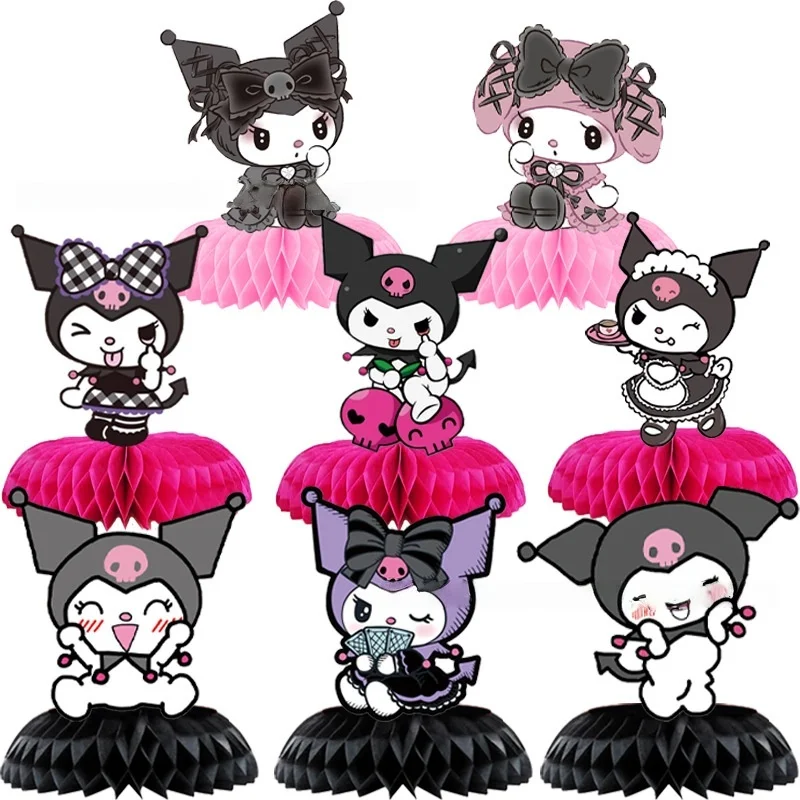

New 8-piece Kuromi and Melody Theme Birthday Party Decorations Kids Party Supplies Cupcake Decoration Background Centerpiece Ite