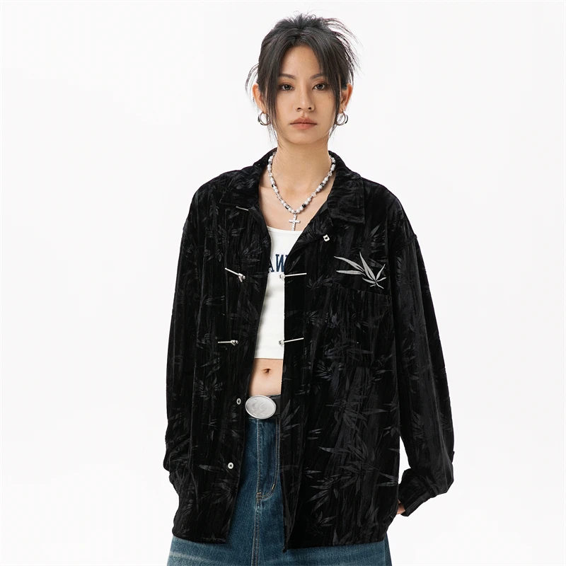 Women Shirts Blouses Chinese Style Black Blouse Design Long Sleeve Shirt Choice Woman High Brand Clothes Lady Clothes on Offer