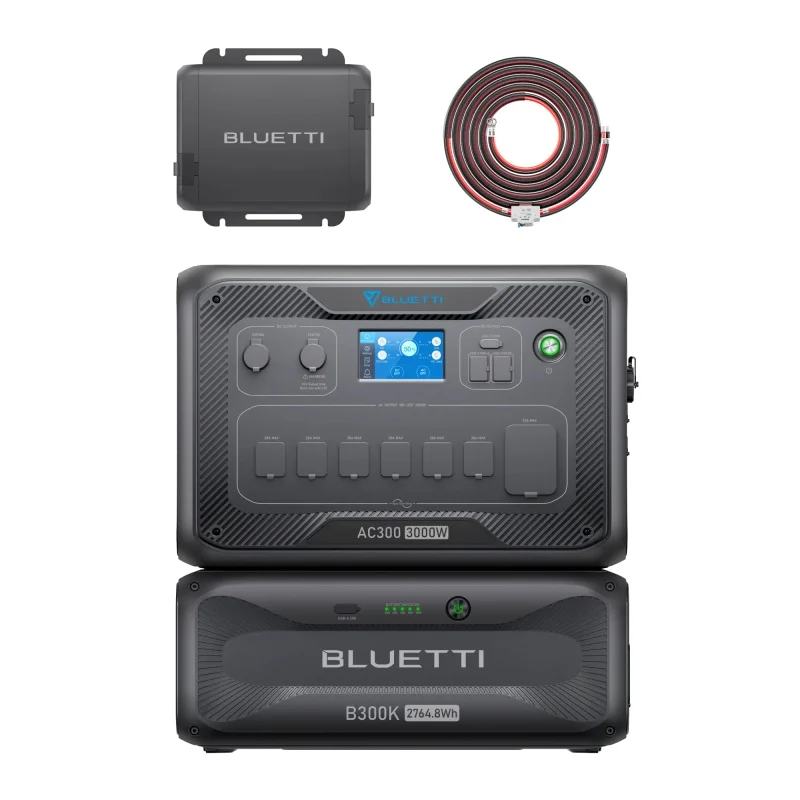 BLUETTI Power Station AC300&B300K Expansion Battery, 2764.8Wh Power Supply 3000W AC Outlets, For Home Backup, RV Emergency