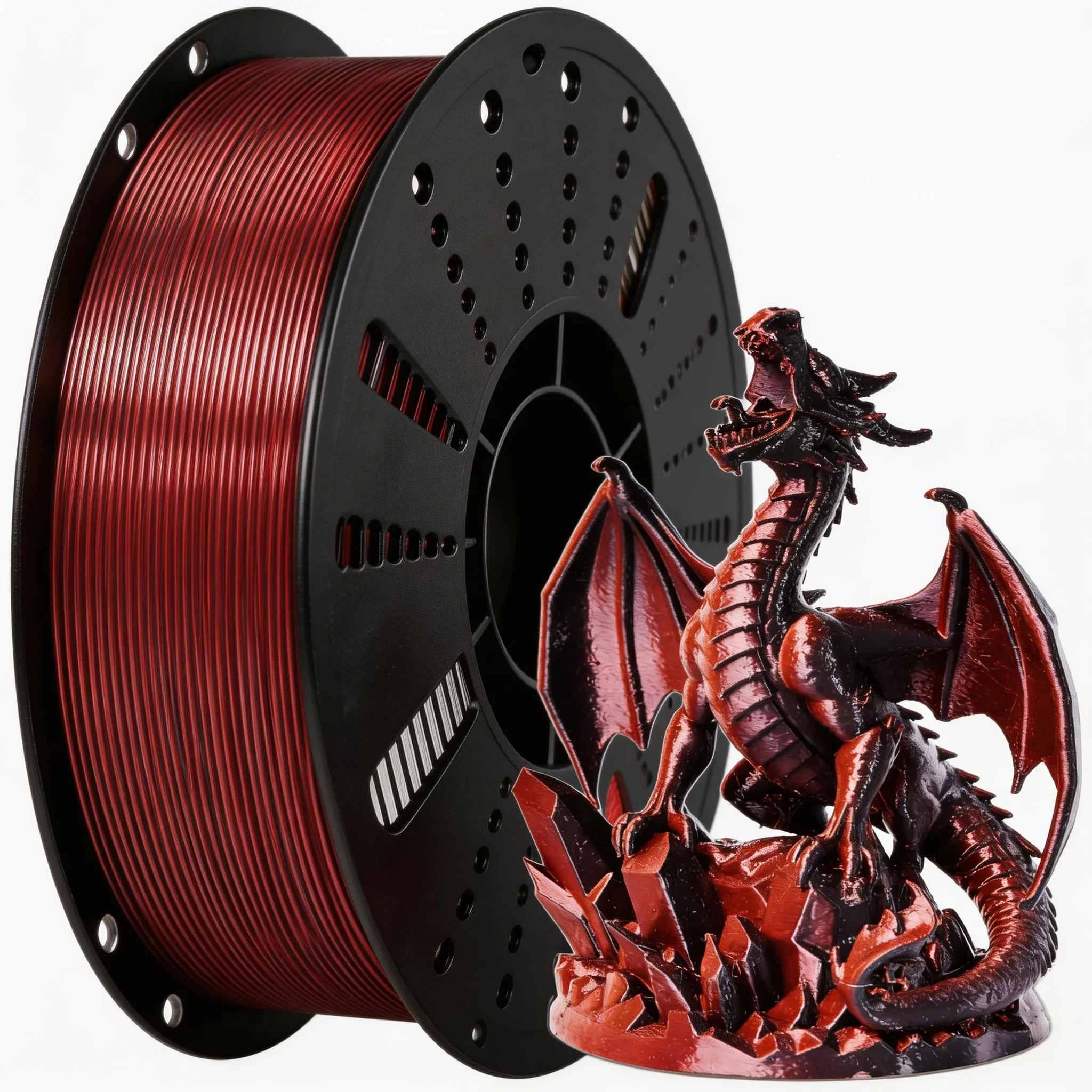 

Shiny Silk Dual Color Filament 3D Printing PLA Filament Dimensional Accuracy +/- 0.02mm 1KG spool,Dual Color black red