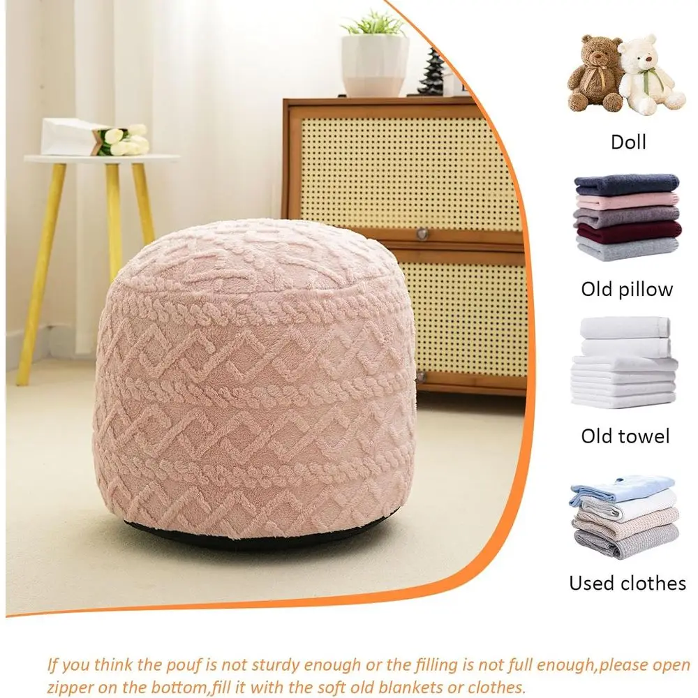 Round Stued Pou Ottoman or oot Rest, aux ur Pous with oam Chunk illing, Storage Ottoman Pou oot Stool Cushion, 20 X 15 Inchloor