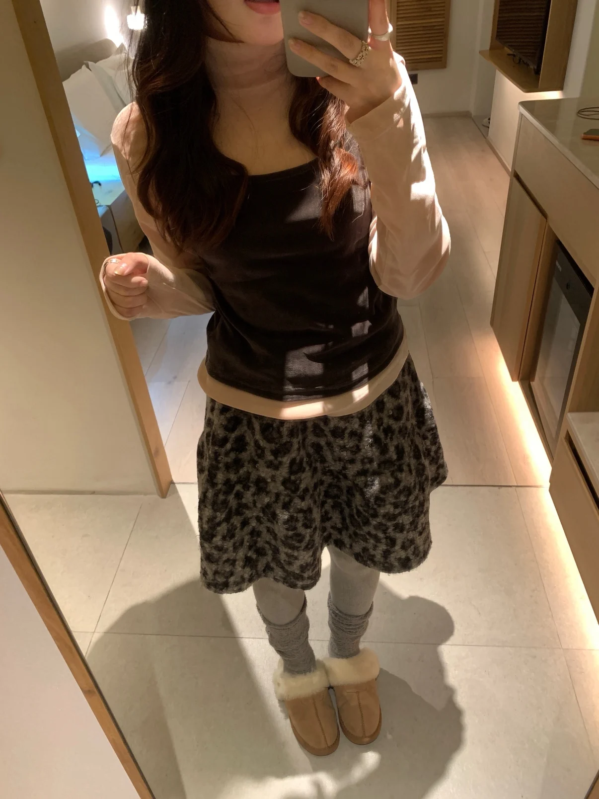 

Простая шерстяная юбка с леопардовым принтом, силуэт А-силуэт, высокая талия, для повседневной носки, осенне-зимняя мода, женские юбки