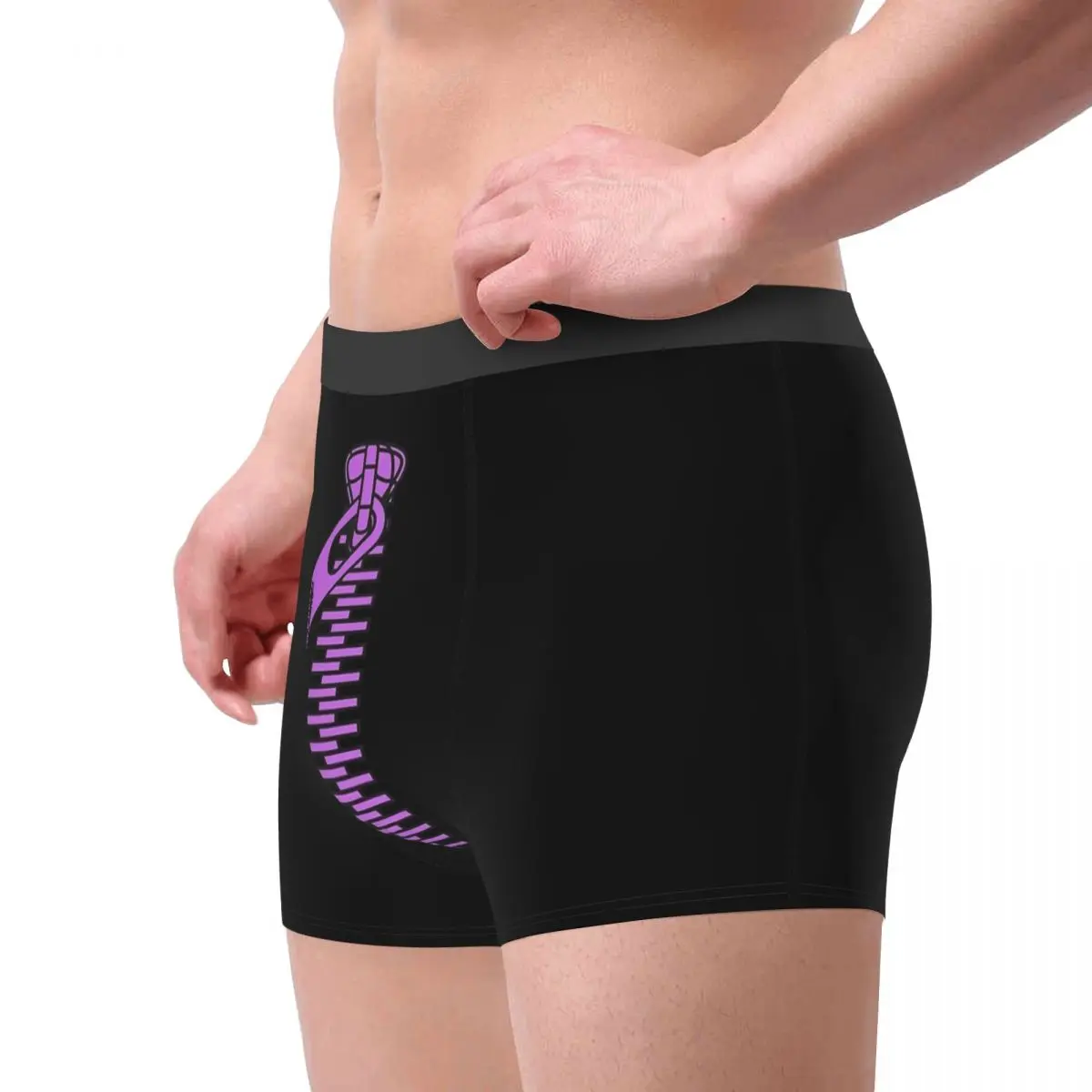 Zipper Creative Interesting Design Purple Zip Your Mouth Face Underpants Cotton Panties Male Underwear Print Shorts Boxer Briefs