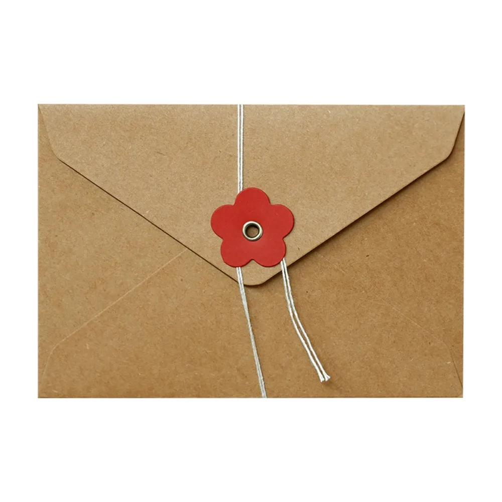 20Pcs Vintage Valentine Window Envelopes Love Gift Envelope Kraft Paper Envelopes with Button String Tie Gift Packaging Bag