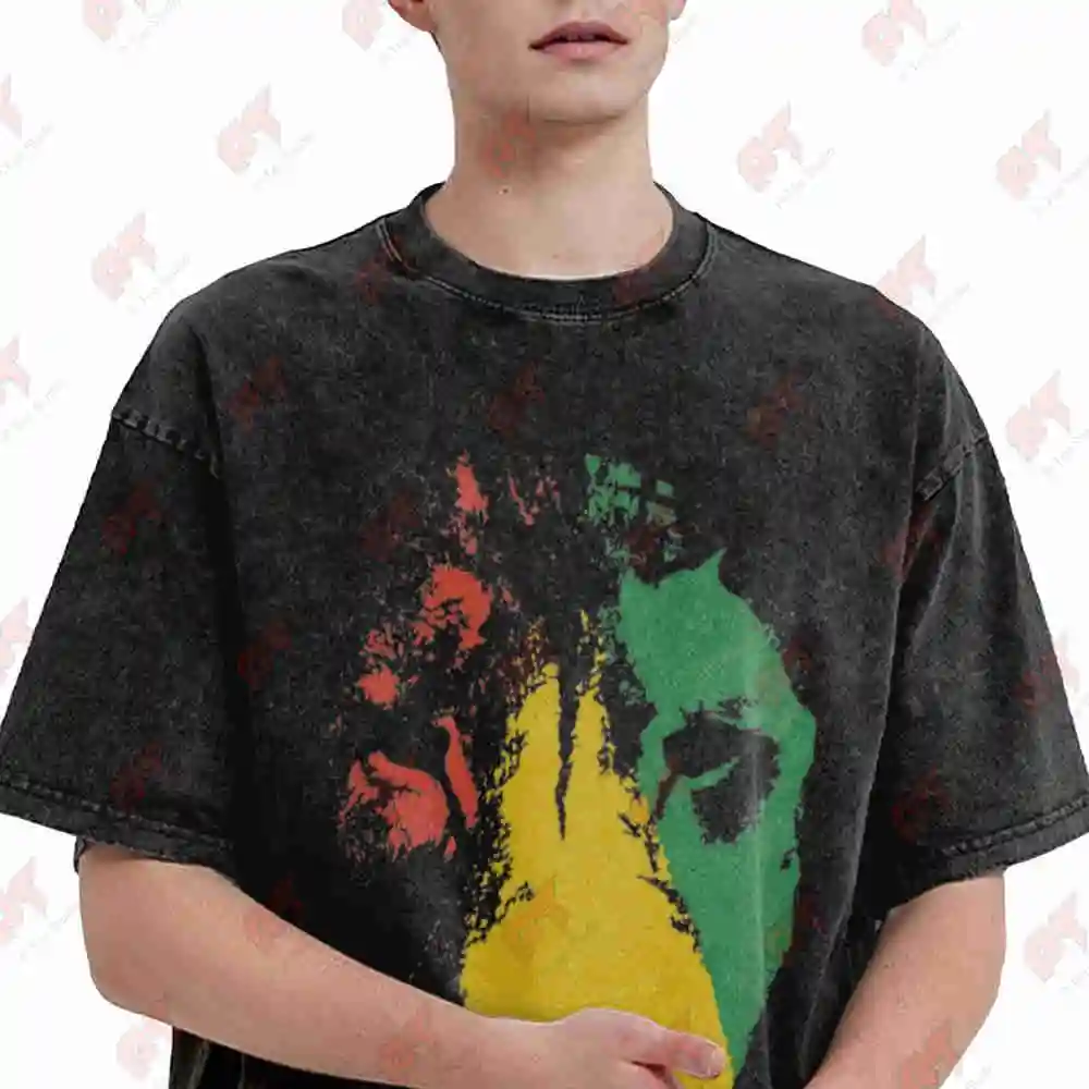 Jamaica Lion Reggae Vintage Washed Tee Pure Cotton T-Shirt