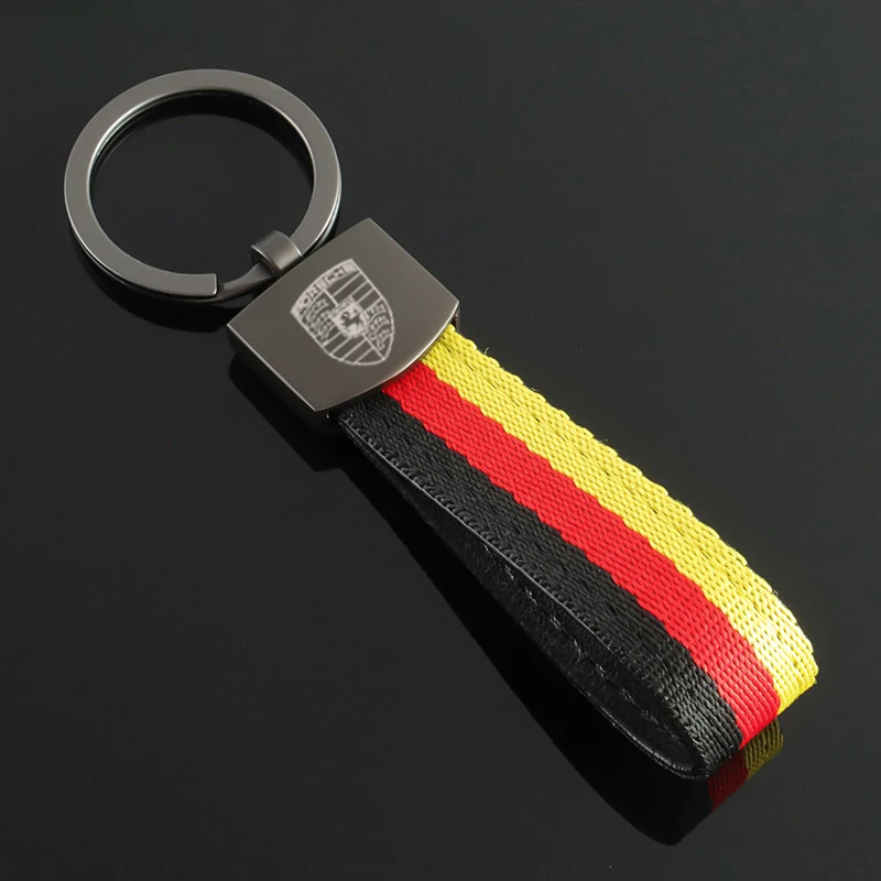 Porte-clés de voiture avec pendentif à breloque pour hommes et femmes, porte-clés, cadeaux pour Porsche 911, 718, Taycan, Panamera, broderie enne, Boxster, Cayman, accessoires