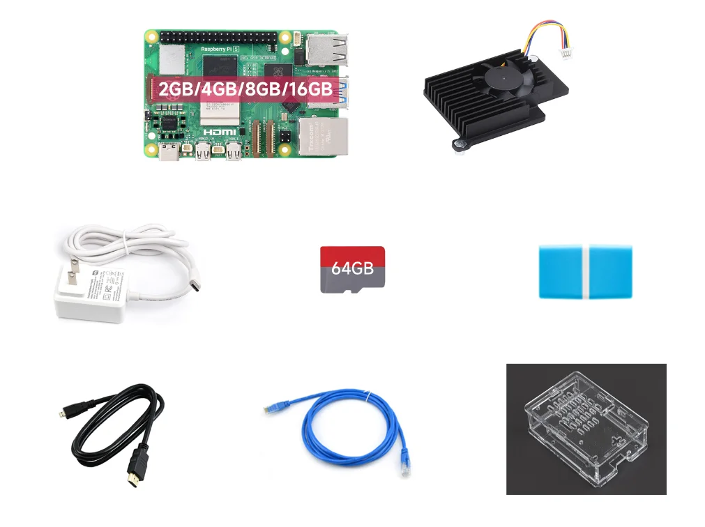 كمبيوتر Raspberry Pi 5 ذو لوحة واحدة 2.4 جيجا هرتز رباعي النواة 64 بت ARM Cortex-A76 4K HDMI شاشة مزدوجة 16 جيجابايت رام WiFi 6 BT 5.0 #2