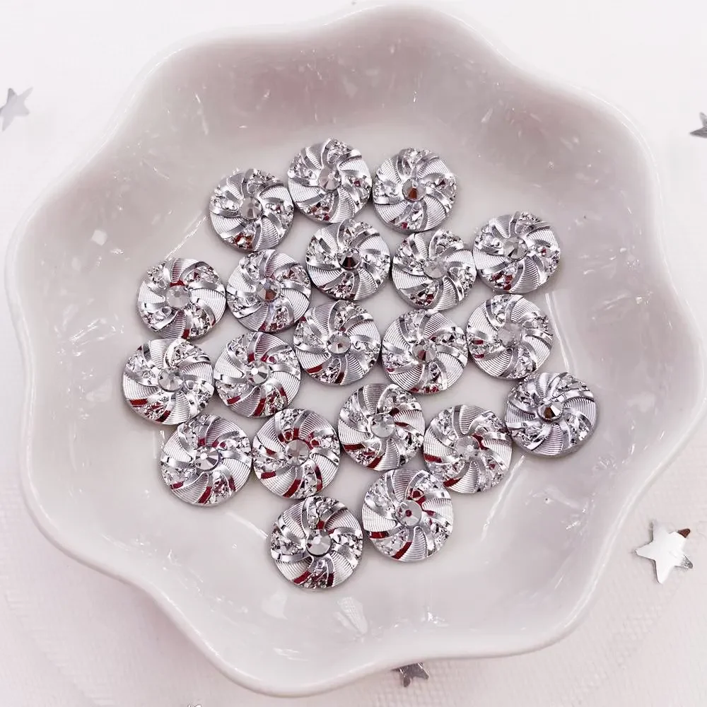 Shiny 40pcs AB Resin 10mm Whirlwind Round Flatback Rhinestone Buttons Appliques DIY Wedding Scrapbook Craft L13