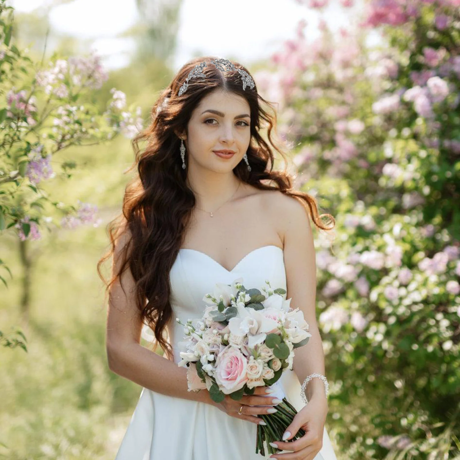 

Alloy Rhinestone Leaf Wedding Headpiece Bridal Forehead Chain Hair Jewelry for Brides Bride Accessories Hair Jewelry