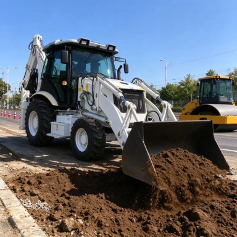 Compact Backhoe Loader with Attachment Backhoe Excavator 4WD for Construction Material Handling Work Use Site Project