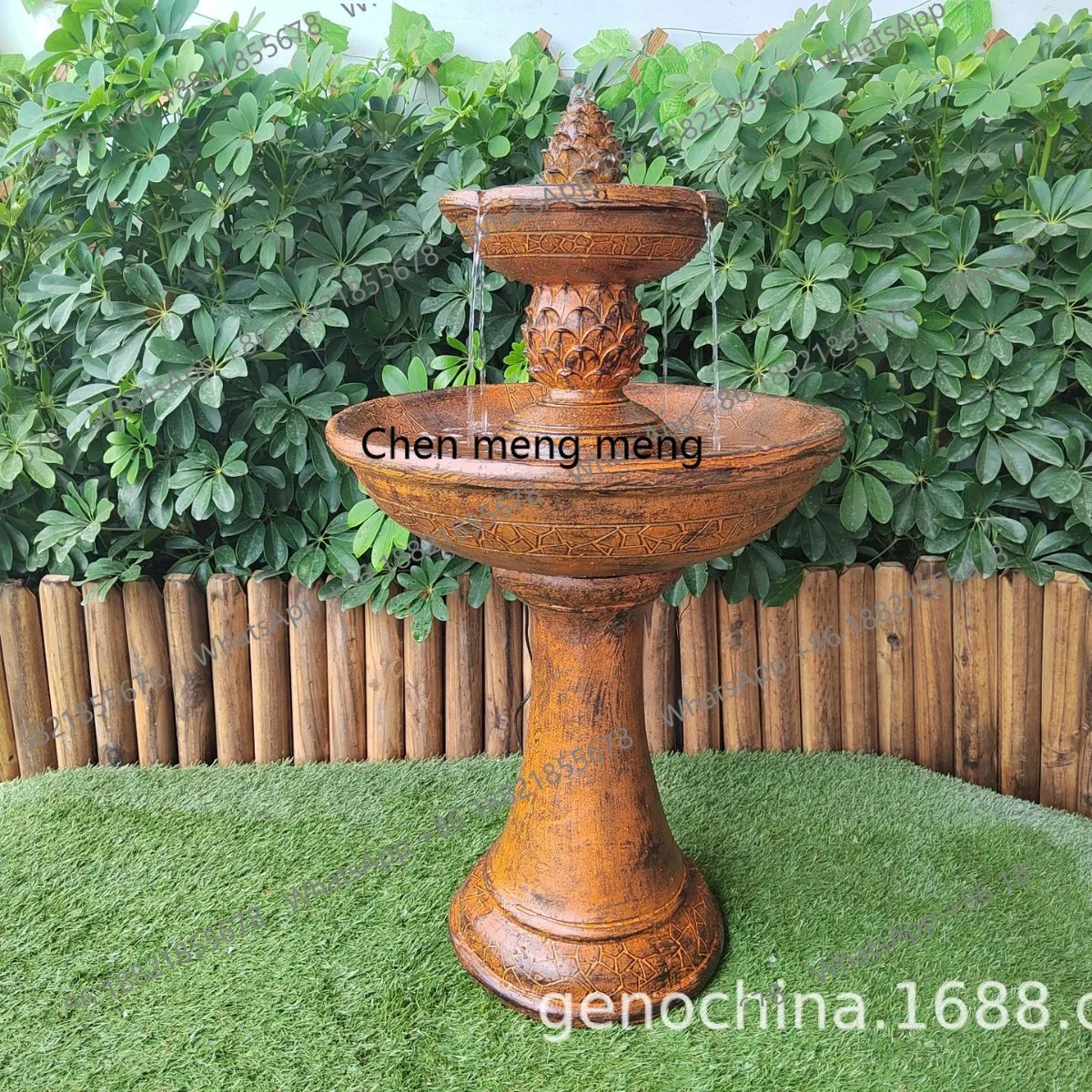 

Antique rust double-layer modeling flower pot retro decorative fountain plug-in garden park garden villa