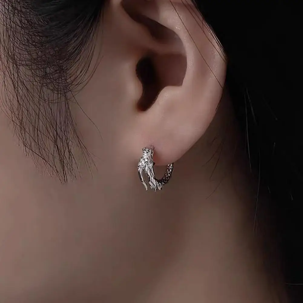 Hoop Earrings Small Hoop Earrings Dragon Shape Huggie Earrings for Wear Parties Lightweight Solid Color for Dating for Women