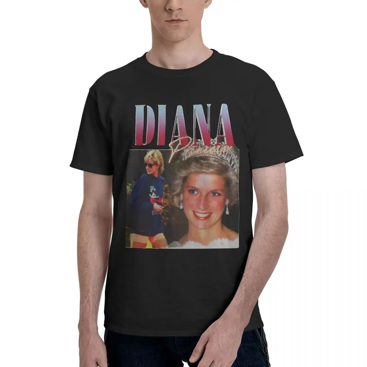 Funny Hip Hop Princess Diana 90s T-Shirts Men Crewneck 100% Cotton T Shirts Short Sleeve Tees Adult Clothes