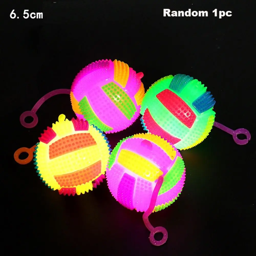 High Quality Luminous Glowing Ball LED Light Up Elastic Fun Squeeze with Rope Flashing Soft Prickly Massage Ball