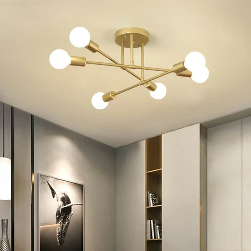 Modern LED Ceiling Light Chandelier for Bedroom Living Dining Room Minimalist Black White Golden Home Decor Lighting Fixture