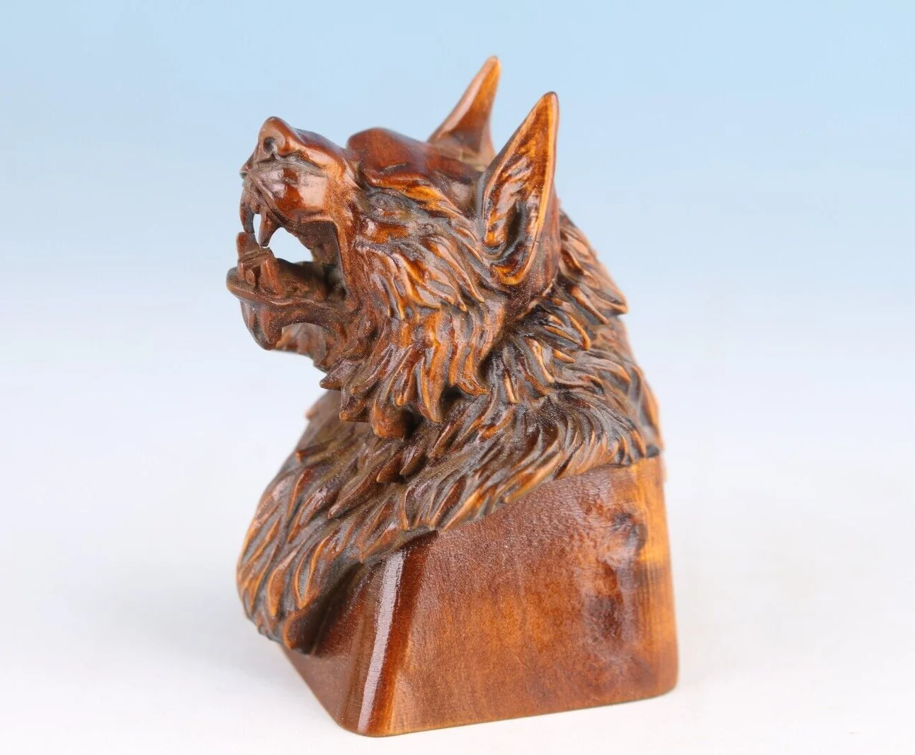 

Japanese Boxwood Hand Carved Wolf Figure Statue - Unique Handcrafted Netsuke Collectible Artwork Gift