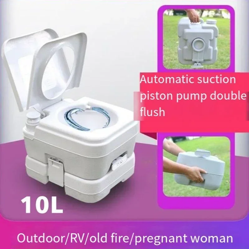 Inodoro portátil con bomba de pistón mejorada para mujeres embarazadas, inodoro automático de doble Agua para exteriores, RV, coche, 10l, 20l