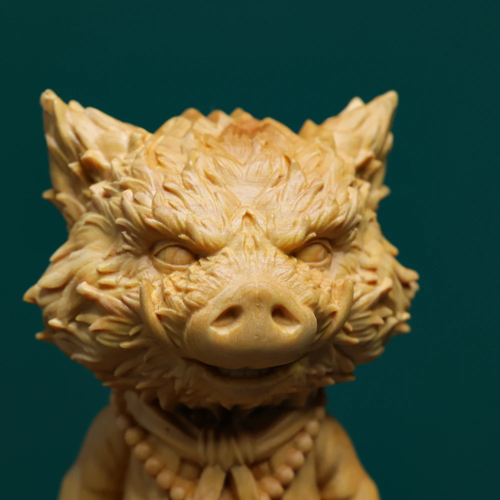 Boxwood Carved Zhu Bajie Figurine 