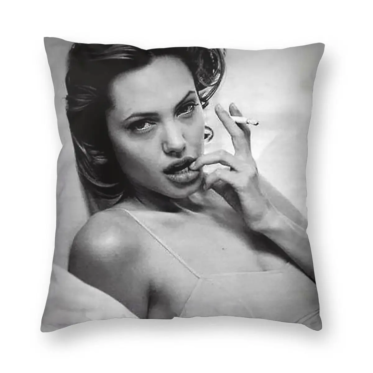 Sexy Angelina Jolie Smoking Square Pillowcase Polyester Linen Velvet Pattern Zip Decor Throw Pillow Case Sofa Cushion Cover - view 5