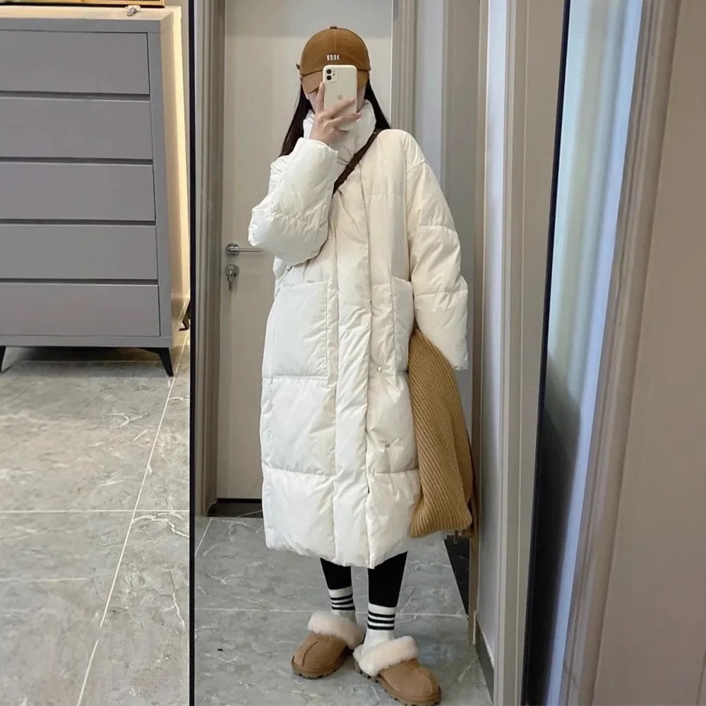 

Куртка-парка с хлопковой подкладкой, длинное пальто, женское толстое пальто с воротником-стойкой и карманами, верхняя одежда, офисное женское пуховое пальто, ветрозащитное зимнее пальто