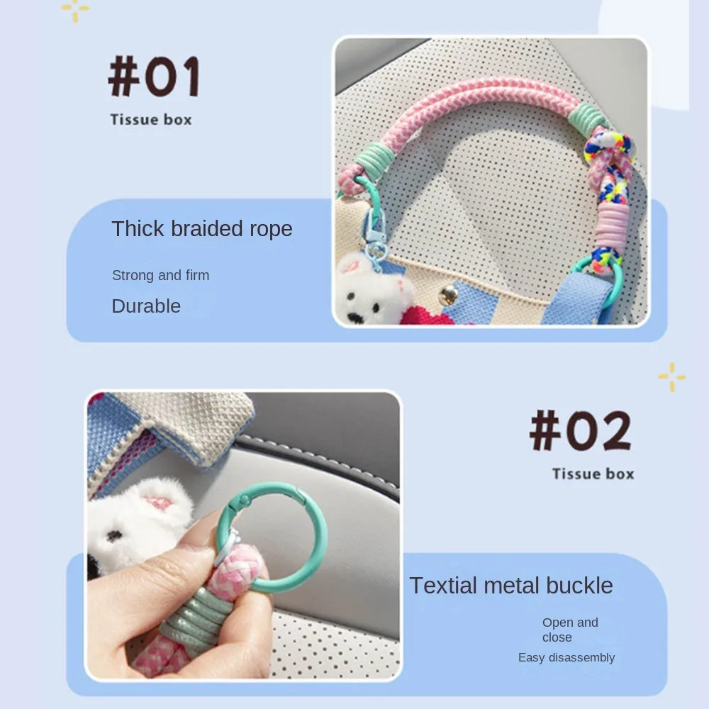 Cute Dog Car Back Seat Tissue Box INS Space Saving Tissue Case Holder Universal Animal Car Hanging Napkin Holder