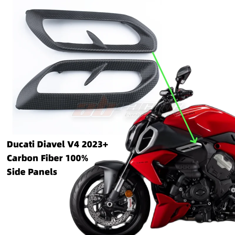 

Front Small Side Panels Fairings Trim Cowlings For Ducati Diavel V4 2023+ Full Carbon Fiber 100%