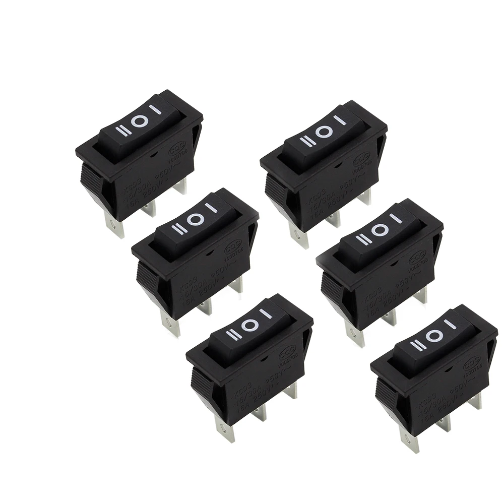 5 pcs x AC 15A 250V /20A 125V 3 Pin SPDT KCD3 ON-OFF-ON 3 Position BLACK Boat Rocker Switch