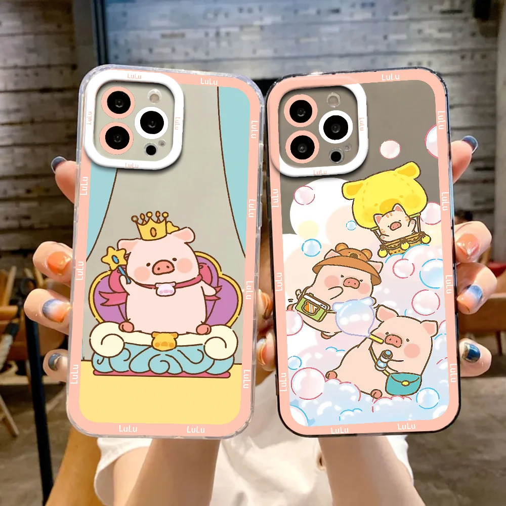 เคสโทรศัพท์ลายการ์ตูนลูลู่หมูน้อย สำหรับ iPhone 12 11 13 14 15 16 17 MINI Max Pro Plus ป้องกันการกระแทก ฝาหลังใสแบบนิ่ม
