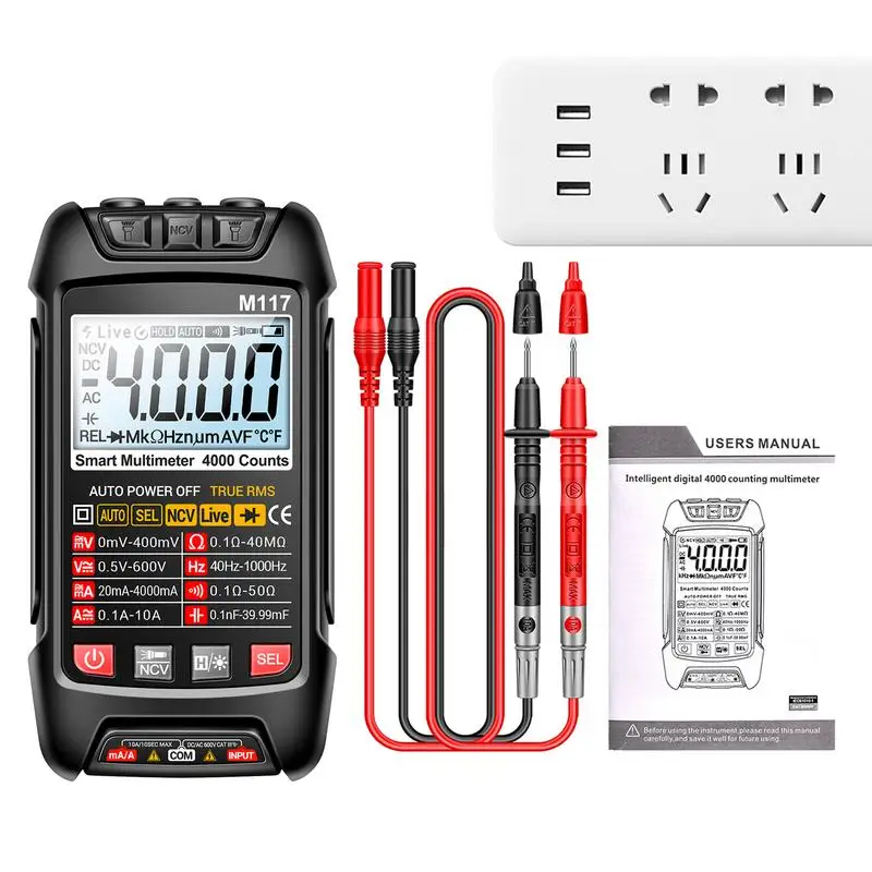 

4000 Counts Professional Multimeter AC/DC Voltage Test Current Ammeter Multimeter NCV Diode Test