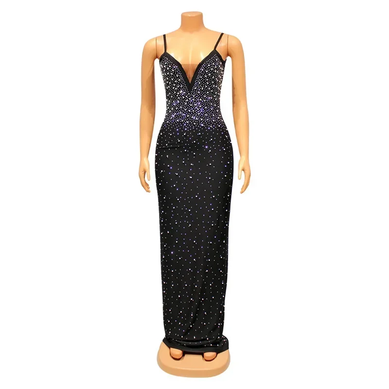 คริสตัล Rhinestones ไข่มุก Mermaid Maxi ชุดผู้หญิงงานแต่งงานชุดราตรีวันเกิด Party Night Club Prom ชุดยาว