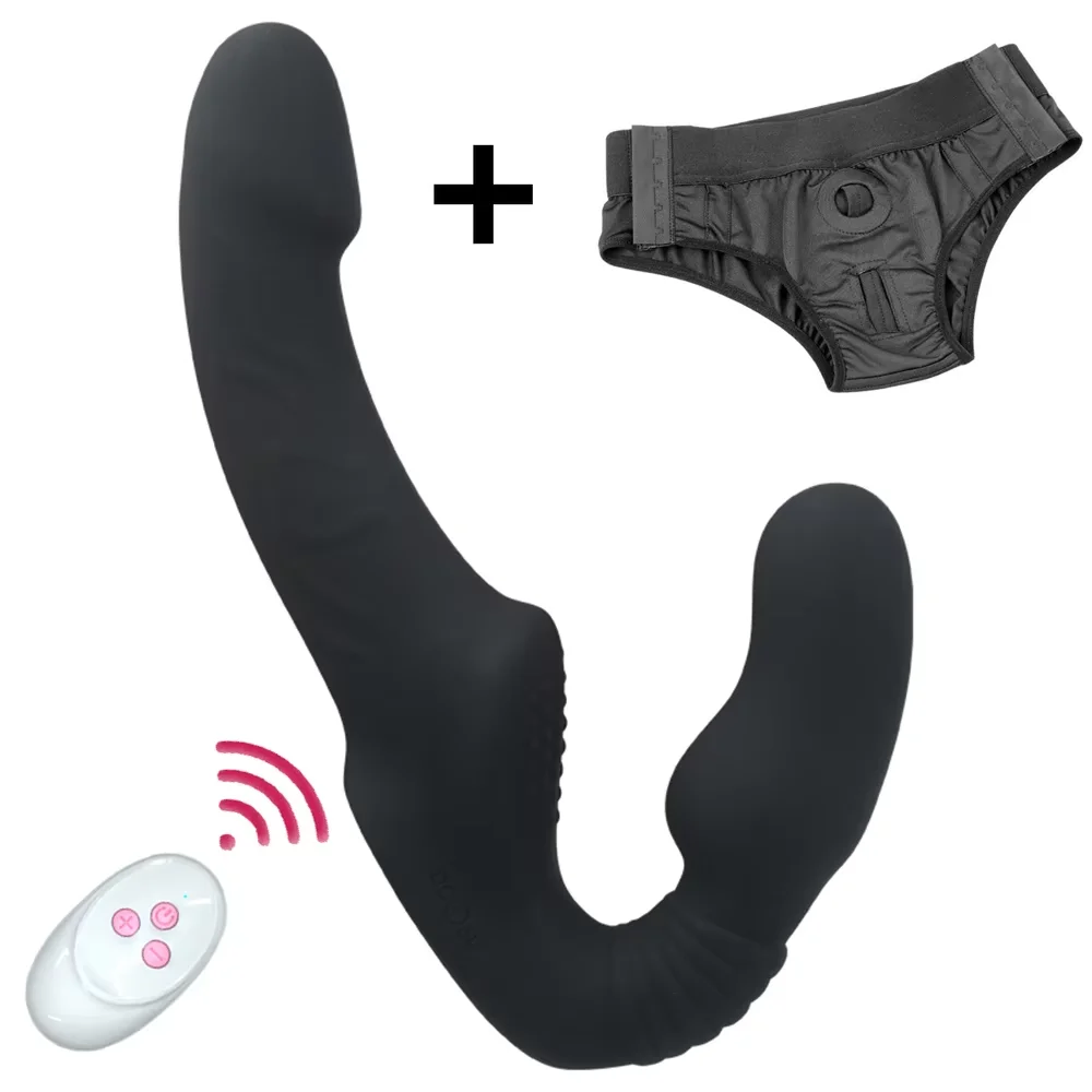 10 Speeds Strapless Strapon Dildo Vibrator Female Double Vibrating G Spot Adult Sex Toys For Women Couple Anal Prostate Massager_voghion.com