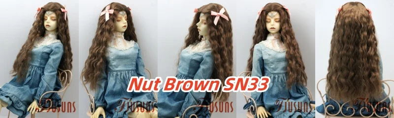 JD880 Lange Sauvage Welle Mittelscheitel Meerjungfrau Lockig mit Twin Bow Braids Puppe Perücken 1/8 1/6 1/4 1/3 Pullip Blythes BJD Haar – Detail 12