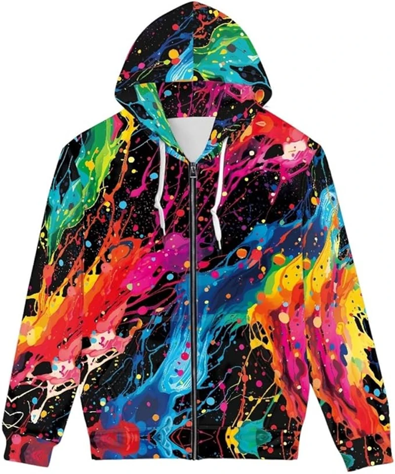 خمر ثلاثية الأبعاد مطبوعة الكرتون زهرة نمط قلنسوة بسحاب النساء الرجال بلايز عادية ربيع الخريف موضة المتضخم للجنسين بلوزات