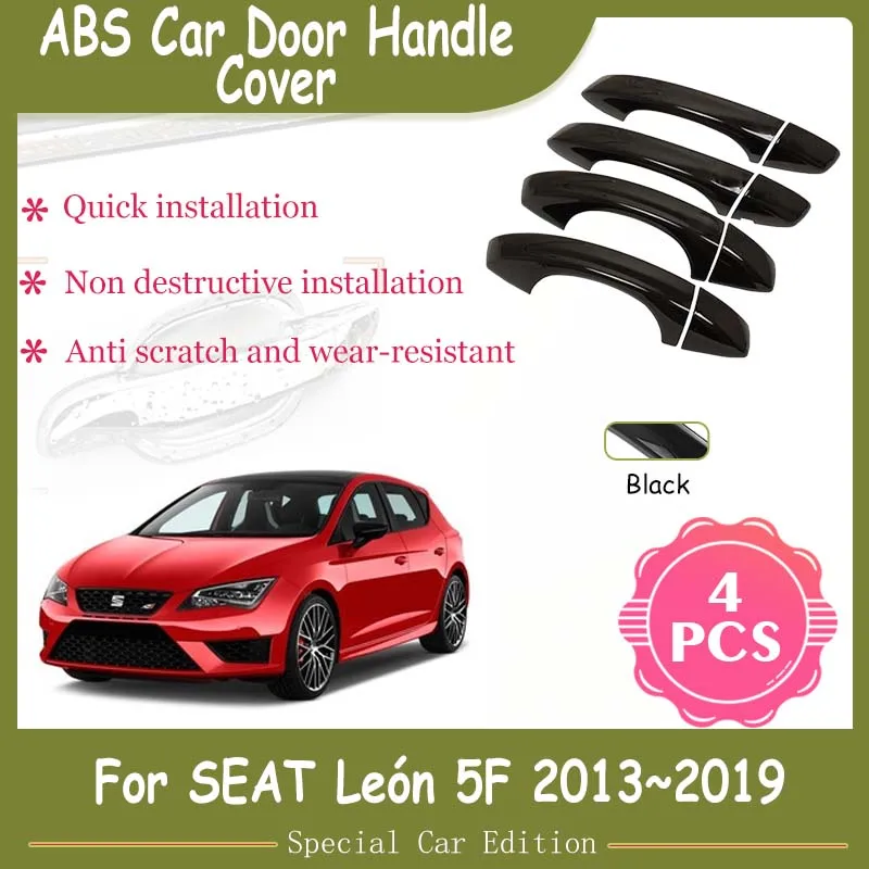 

Car Door Handle Cover For SEAT Leon MK3 3 5F 2013~2019 2015 2016 2017 Gloss Black Trim Styling Exterior Car Stickers Accessories