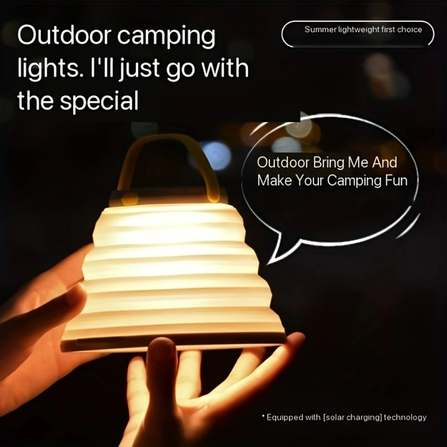 

Portable Foldable Waterproof Outdoor Camping Light with Solar Charging, Three Levels of Cozy Warm Yellow Light Adjustment, Perfe